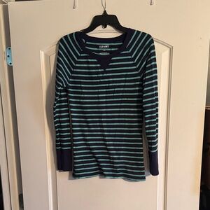 Old Navy Navy and Teal Striped Top
